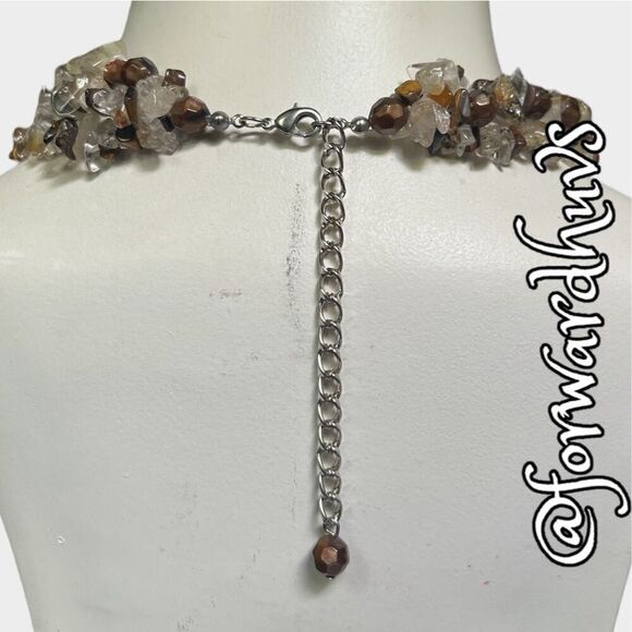3 Strand Polished Chip Necklace | Quartz & Unidentified Stones | New - Picture 6 of 9